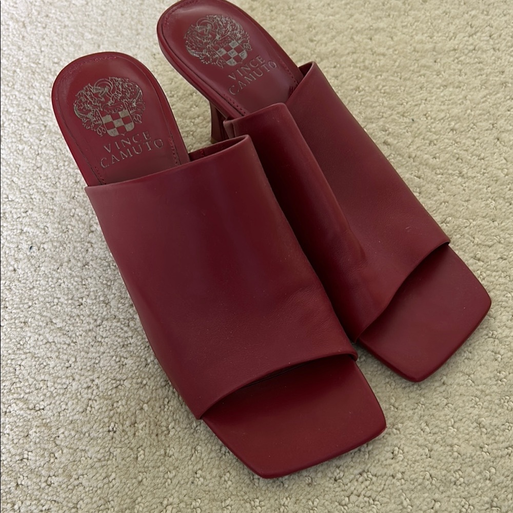 Vince Camuto Red Mules with Minimalist Design